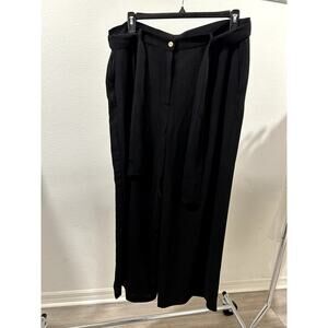 Michael Kors Women's High-Waist Belted Pants Wide Leg Black Size 16